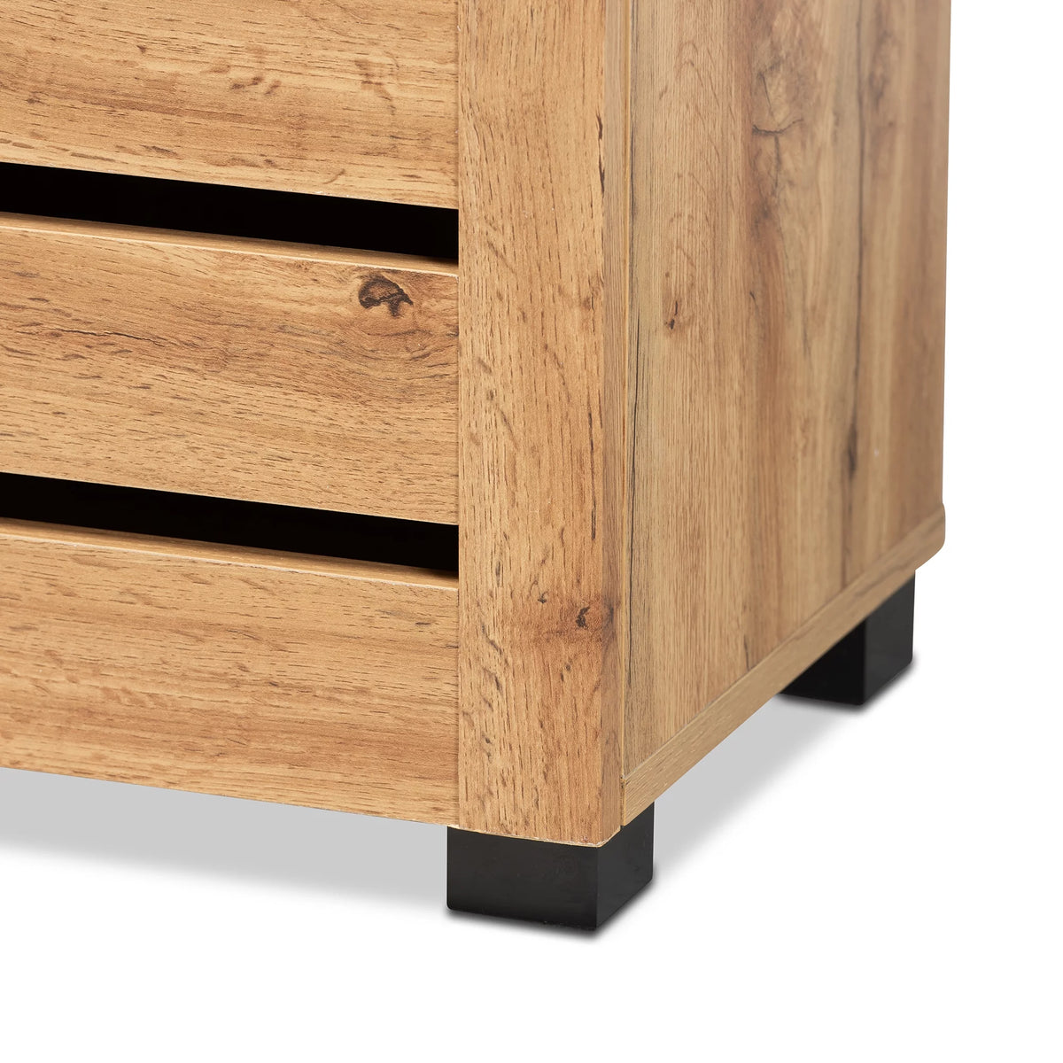 Oak Brown Finished Wood 2-Door Shoe Storage Cabinet R52102