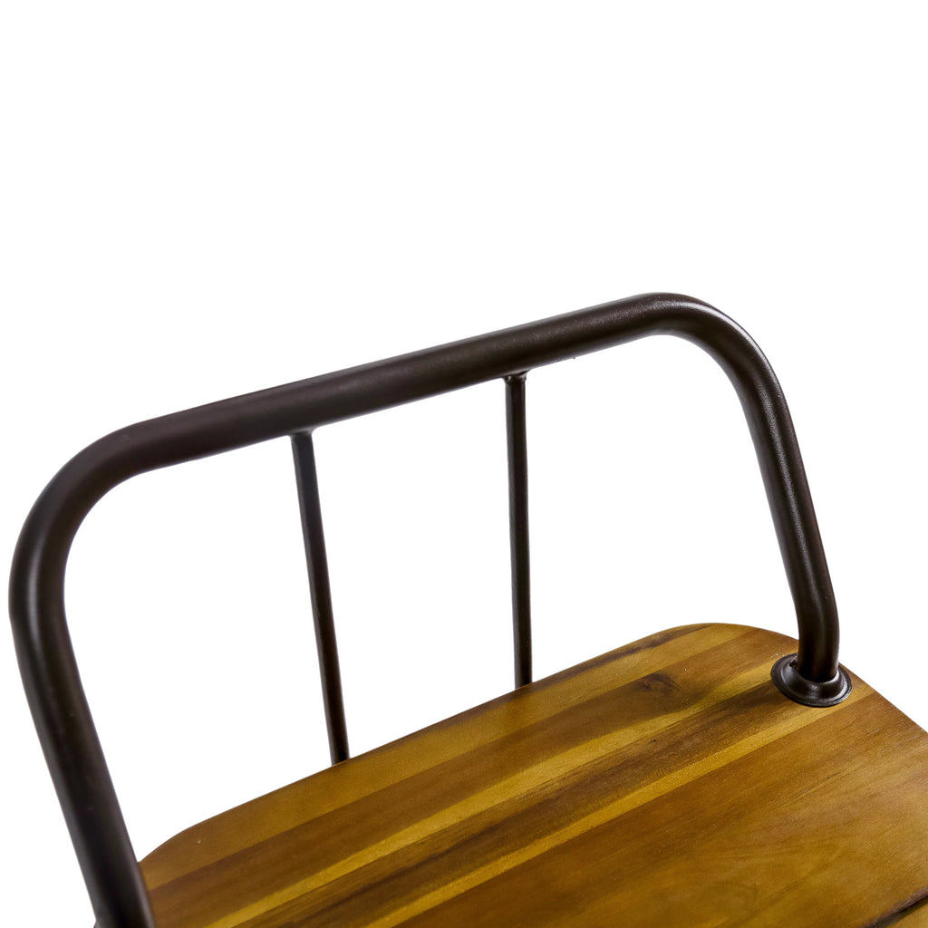 Acacia Wood Bar Set with Iron Frame L519765