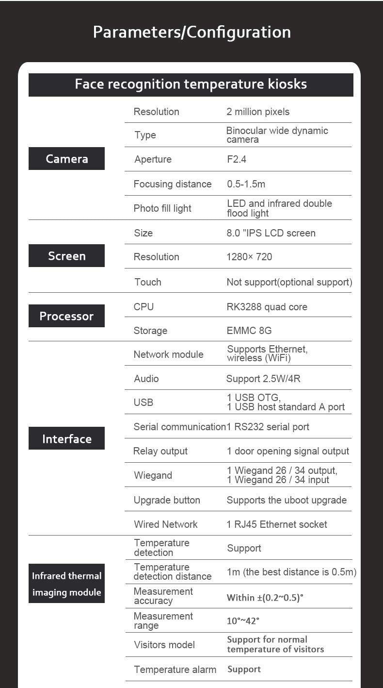Wi-Fi Non-Contact Face Recognition Body Temperature Scanner System X91368