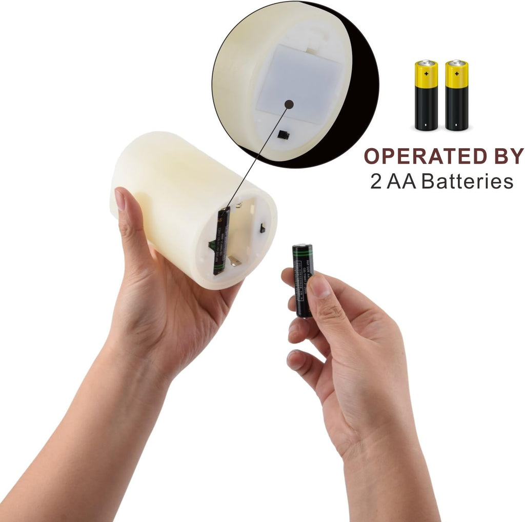 Flameless LED Pillar Candle Set of 9 with Remote Control Timer R4478