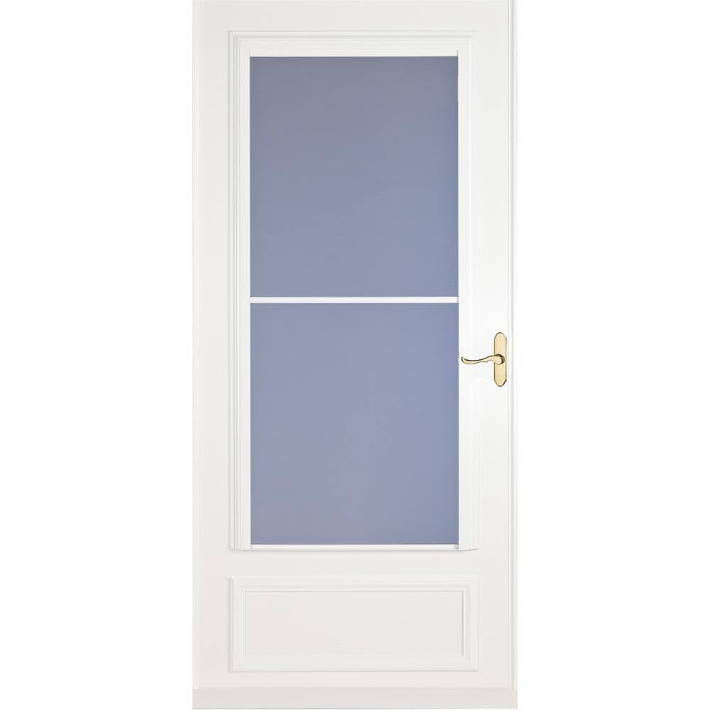 White Mid-View Wood Core Storm Door B563259