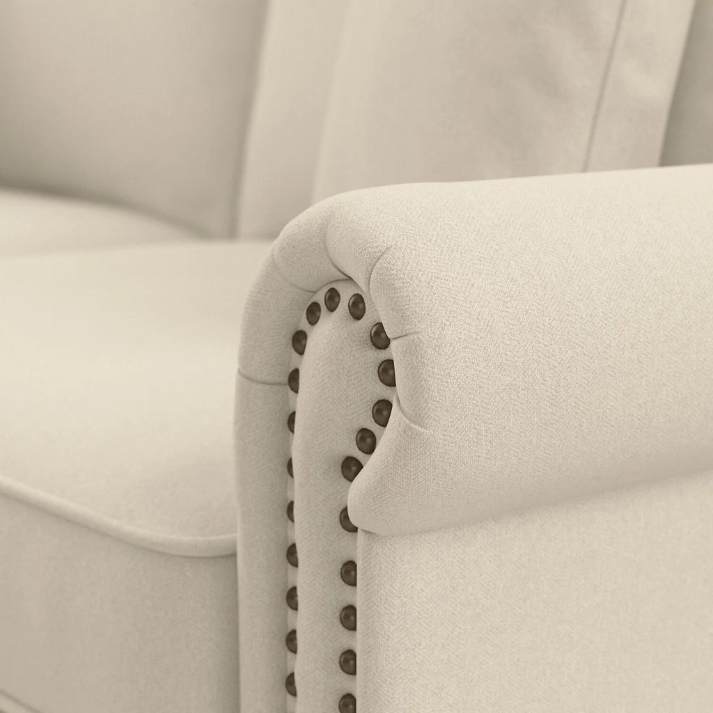 Cream Herringbone Fabric Sofa U967694
