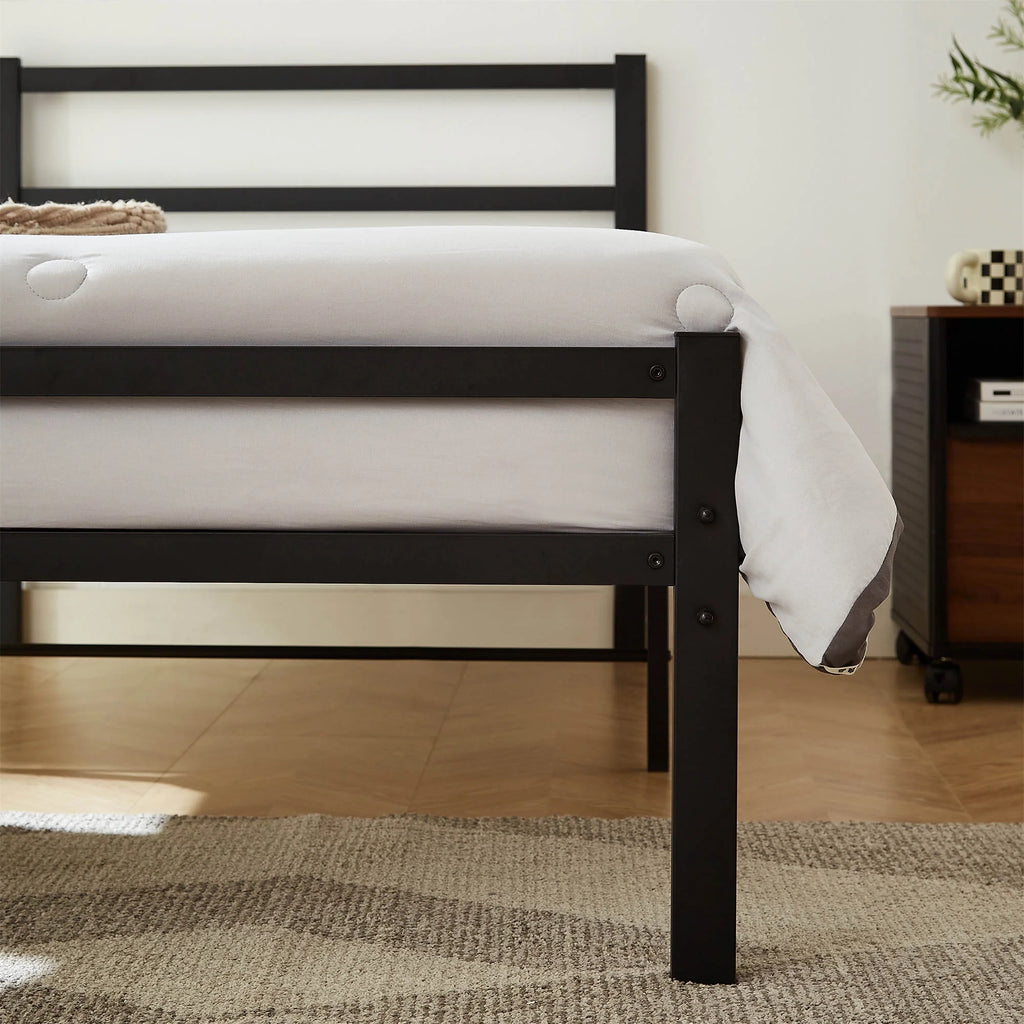 Metal Platform Bed Frame with Headboard and Footboard, Twin, Matte Black D876485