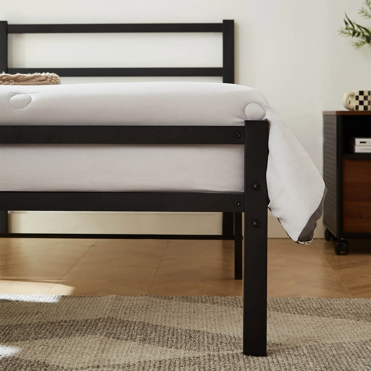 Metal Platform Bed Frame with Headboard and Footboard, Twin, Matte Black D876485