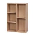 Light Brown 5-Compartment Wood Bookcase Storage Shelf S594