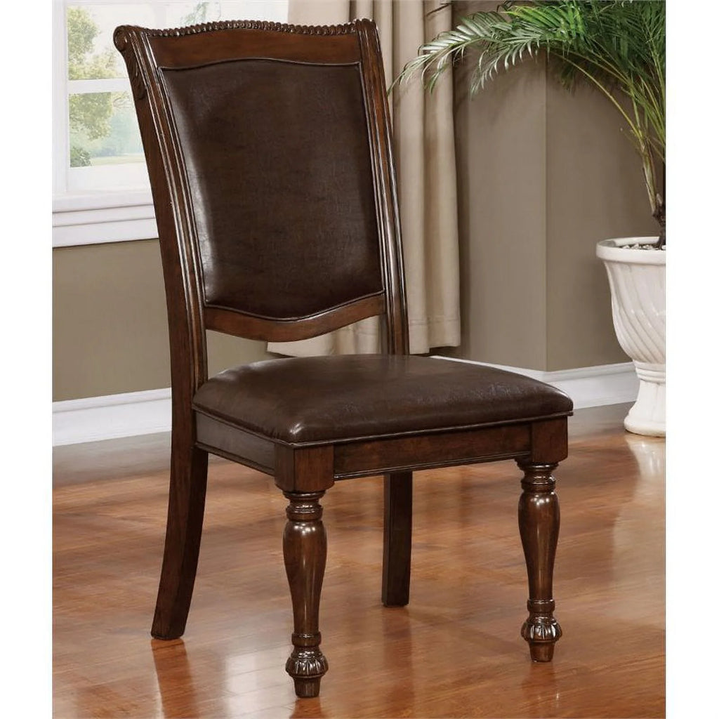 Brown Cherry Wood Side Chair (Set of 2) S5283