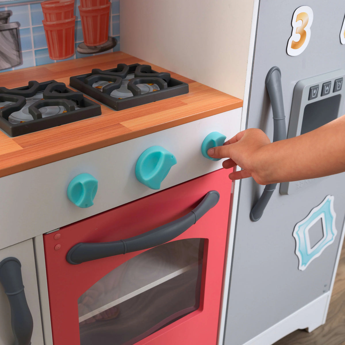 Gray and Pink Magnetic Play Kitchen J30318