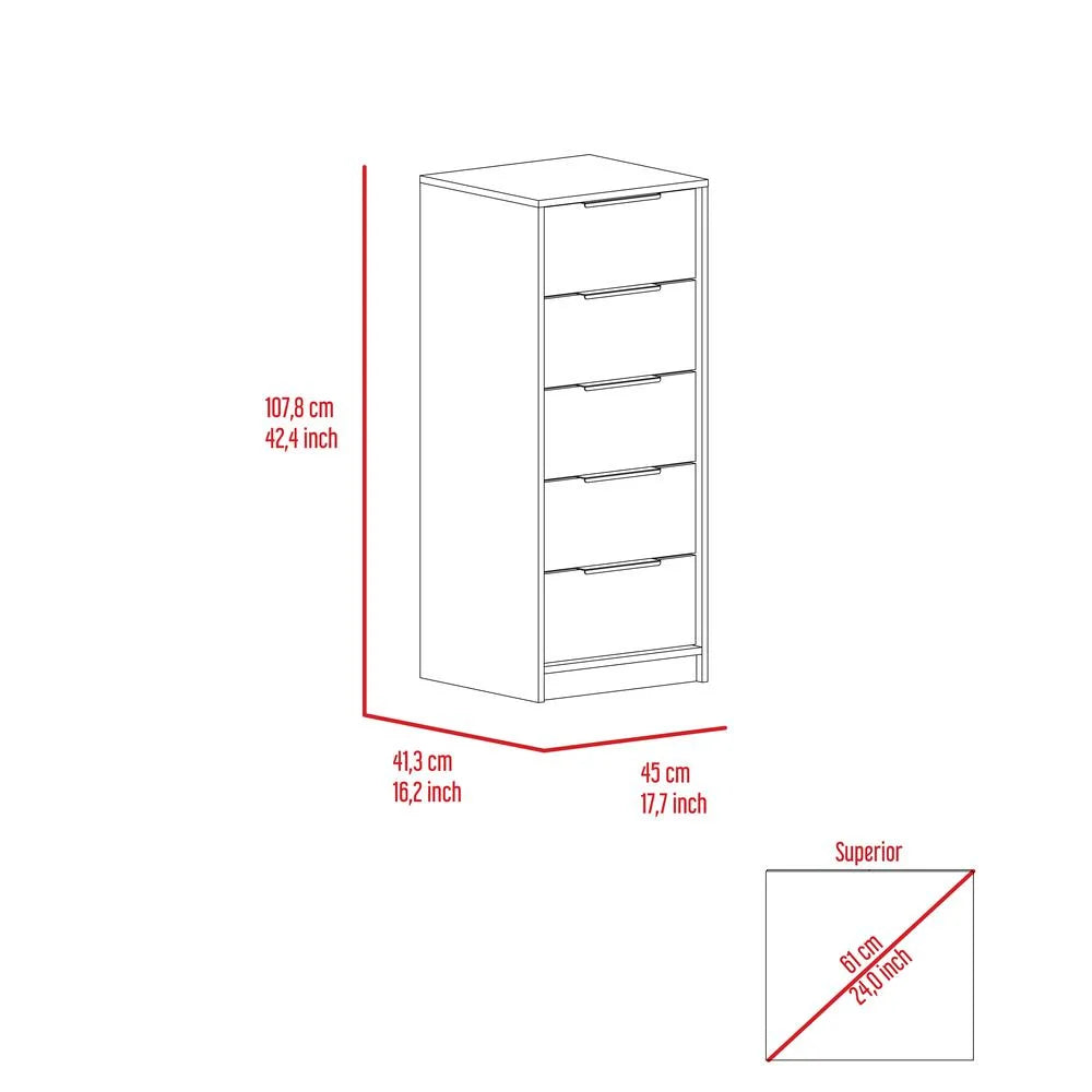 White 5 Drawer Dresser L949912