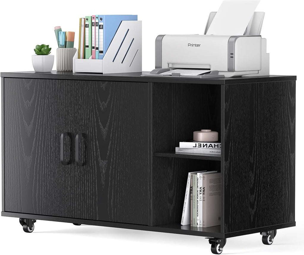 Black Rolling File Cabinet with Storage Z4419