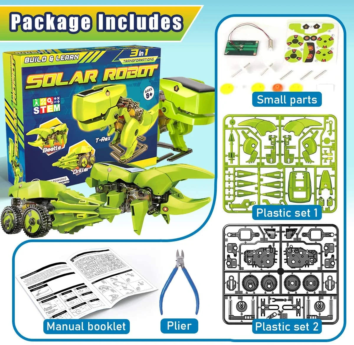 Solar Robot Kit 3-in-1 STEM Projects Robot Kit Y71899