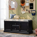Solid Wood Storage Bench Black Q6958