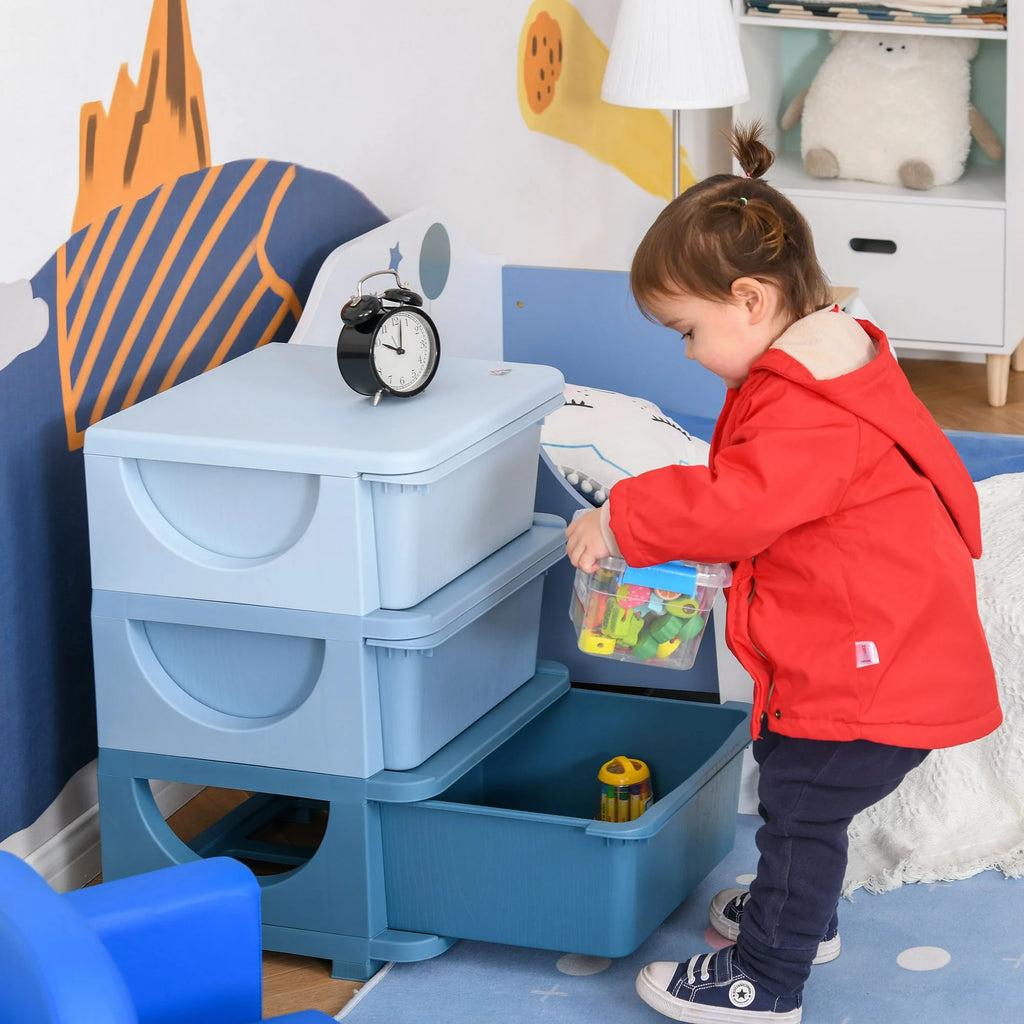 Blue 3 Tier Kids Storage Unit Dresser Tower T897332