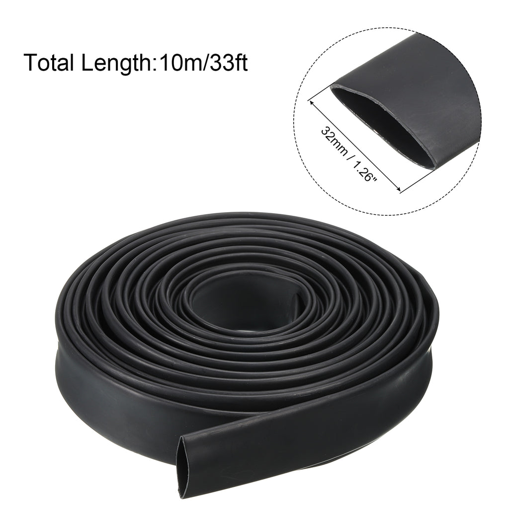 1-1/4" Dia 33ft 4:1 Dual Wall Adhesive Lined Heat Shrink Tubing Black T729206