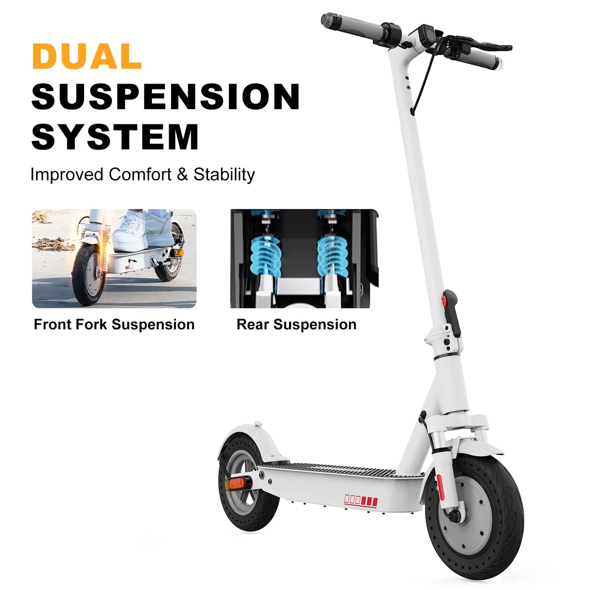 500W Motor 19MPH 22 Miles 10'' Solid Tires Folding Electric Scooter P3227