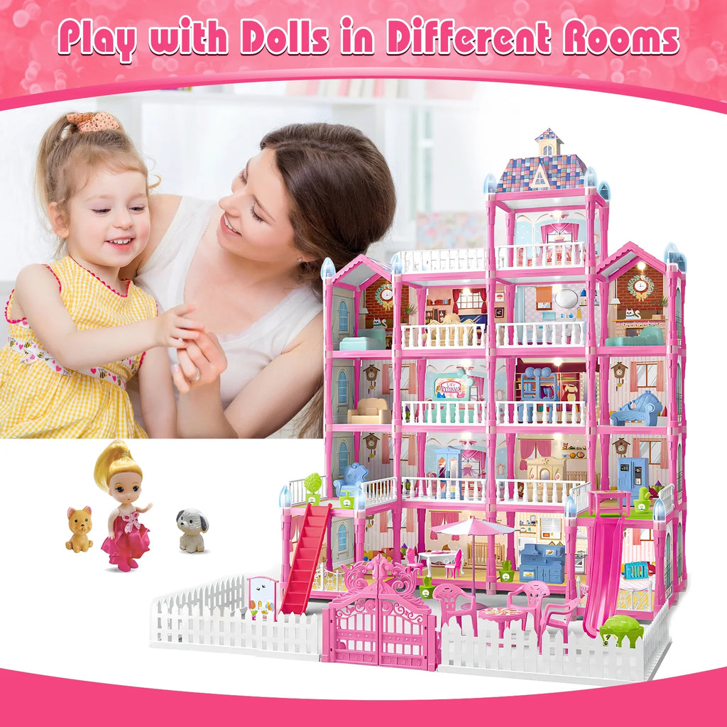 5-Story 19 Rooms DIY Dollhouse H6076