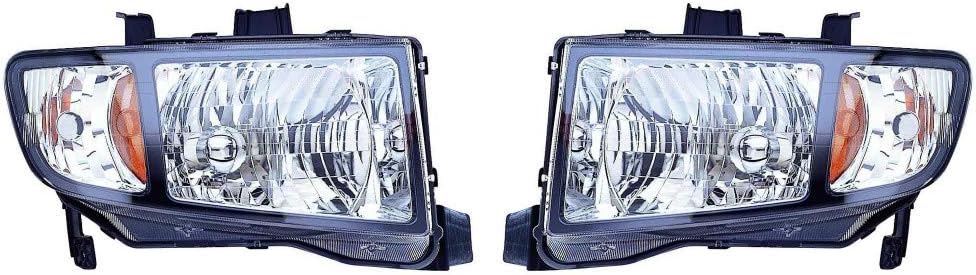 Headlight Assembly Pair for Honda Ridgeline 2006 2007 2008 Black Housing L5470