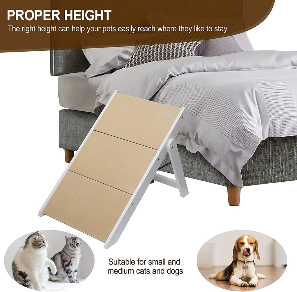 Wooden Foldable 3-Step Dog Stairs for High Beds and Cars O77611