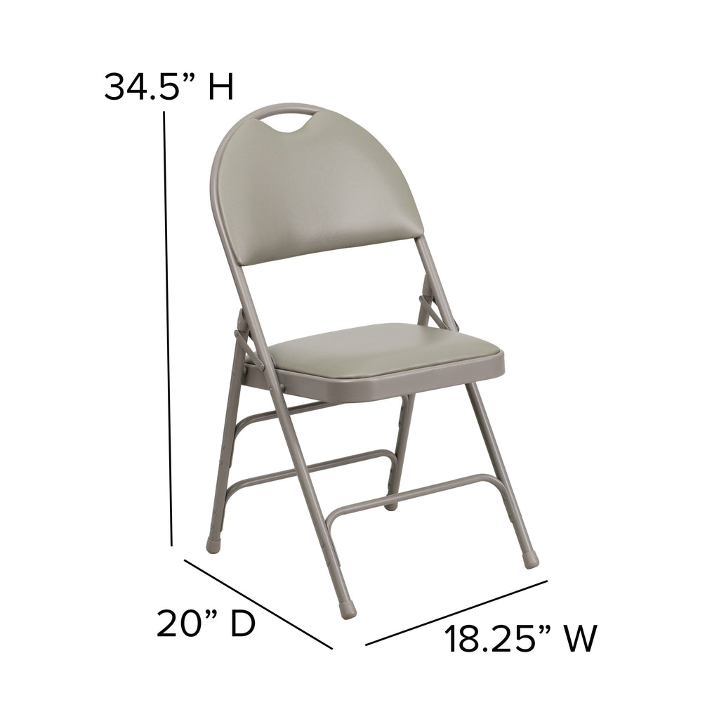 4 Pack Extra Large Triple Braced Folding Chair Gray Vinyl U645468