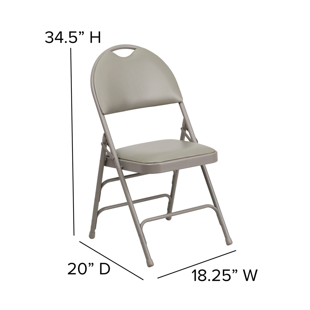 4 Pack Extra Large Triple Braced Folding Chair Gray Vinyl U645468