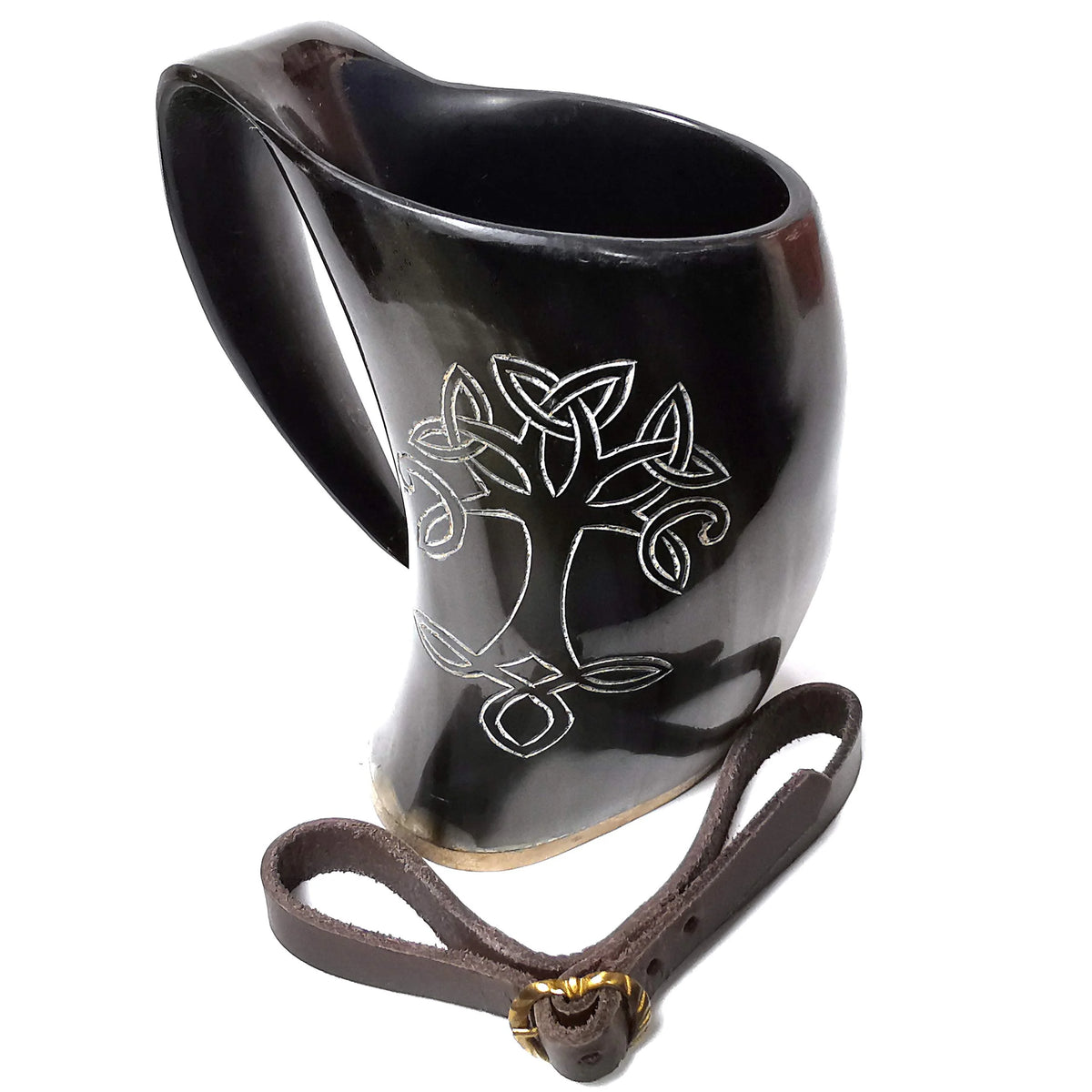 Viking Drinking Horn Tankard with Leather Strap 600ML V35233