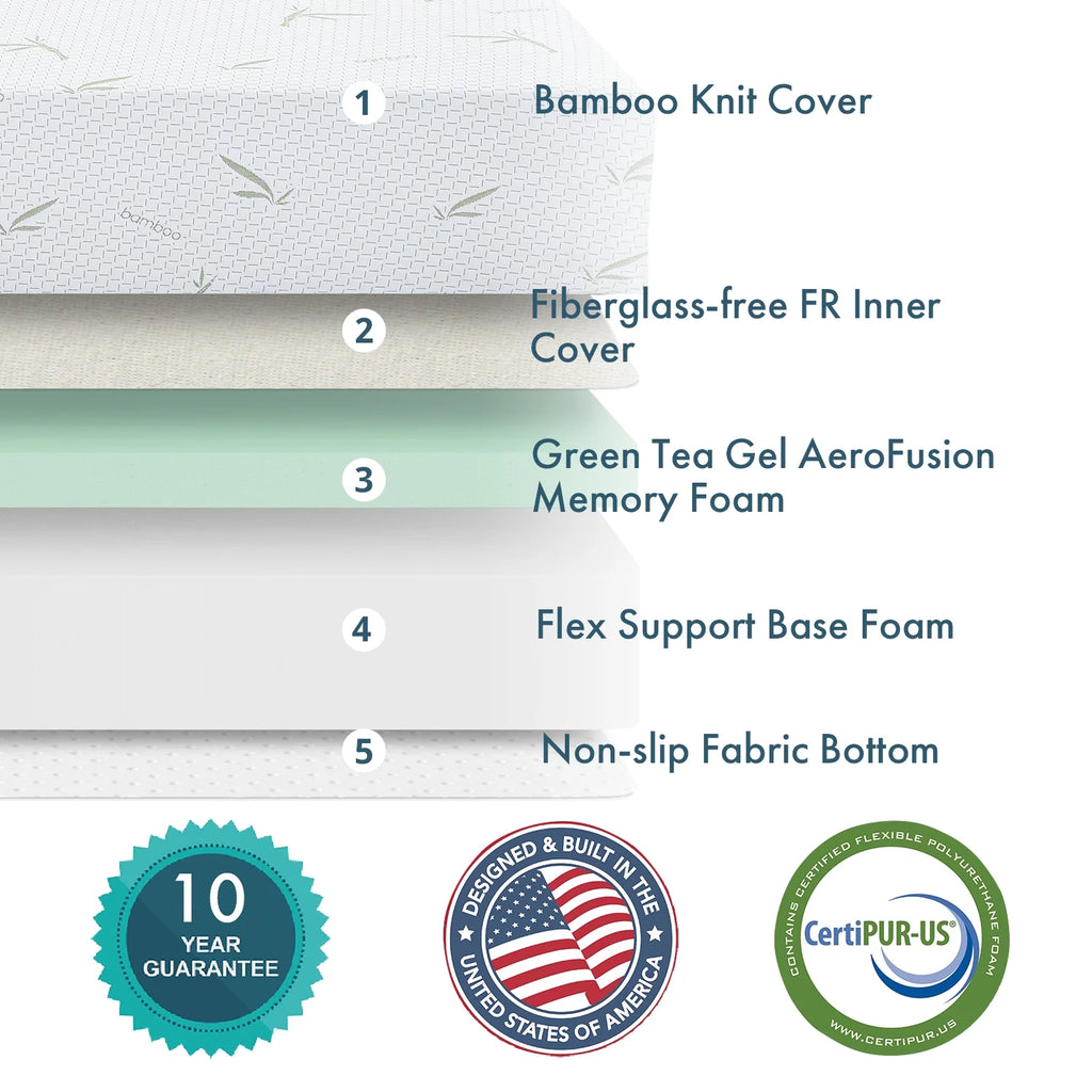 6'' Twin Size Memory Foam Mattress with Bamboo Pattern Cover B800860