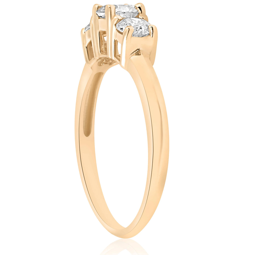 1ct Three Stone Diamond Engagement Ring 14K Yellow Gold C725
