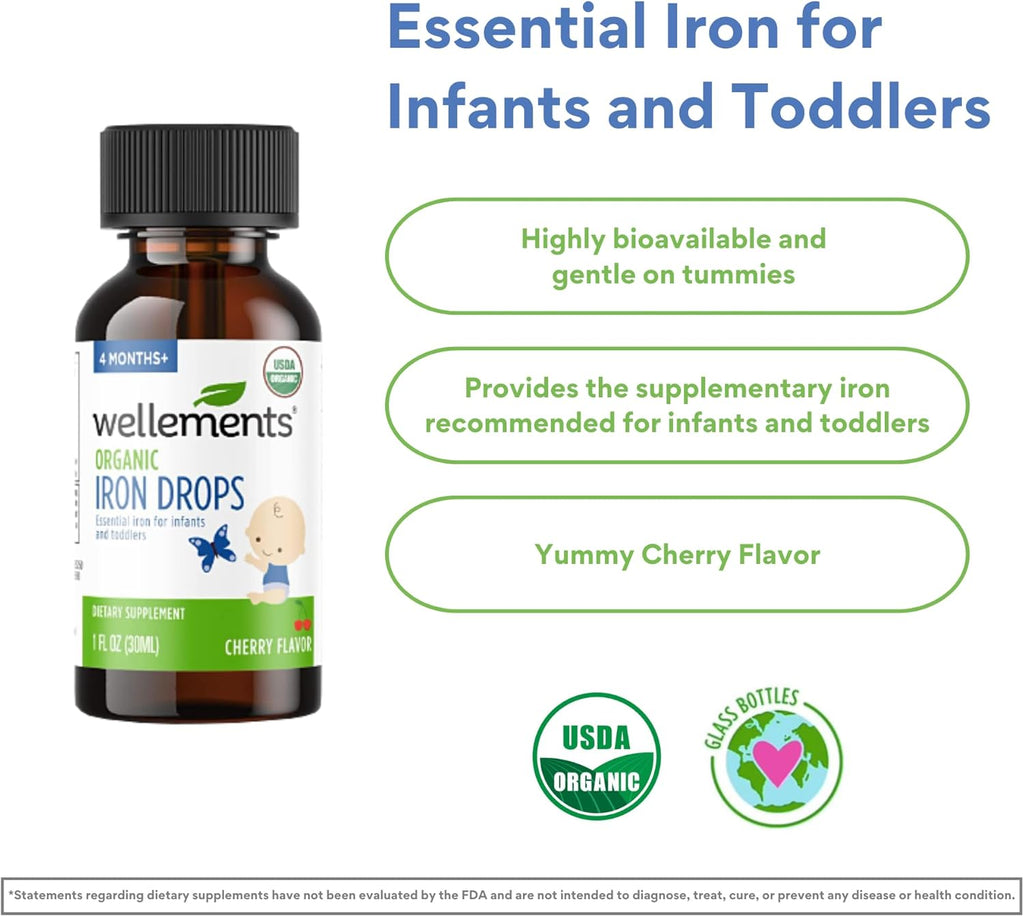Organic Iron Drops for Babies, Cherry Flavor, 1 Fl Oz C433988