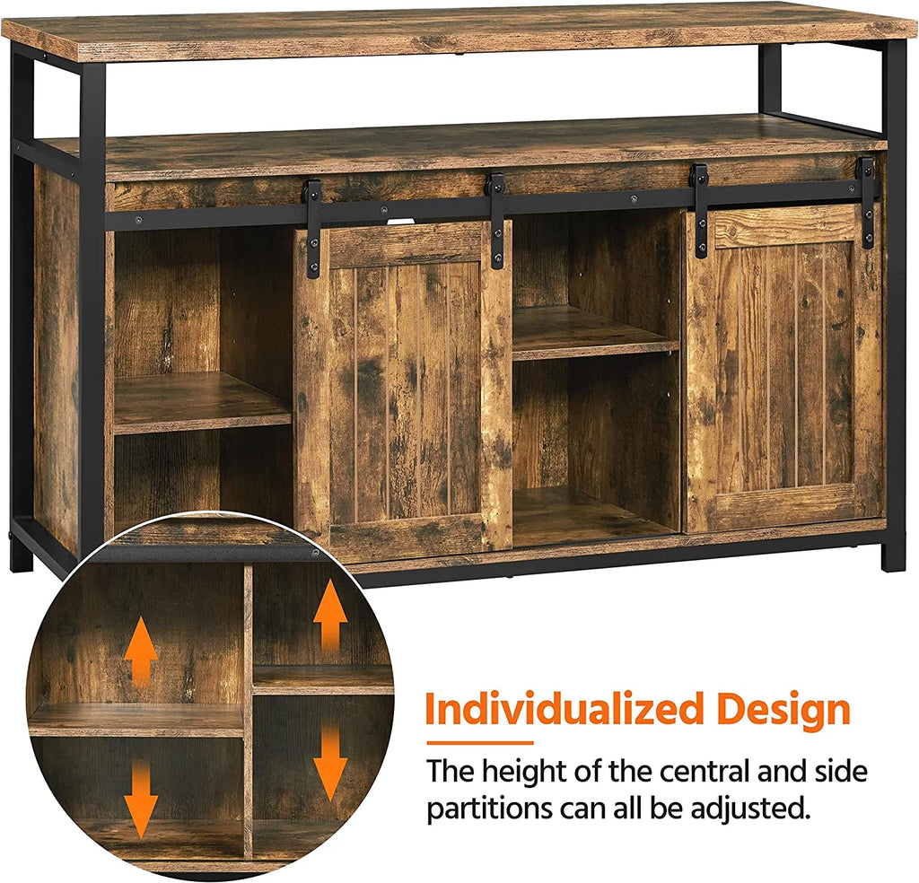 Farmhouse Cabinet with Sliding Barn Doors and Adjustable Shelves P989474