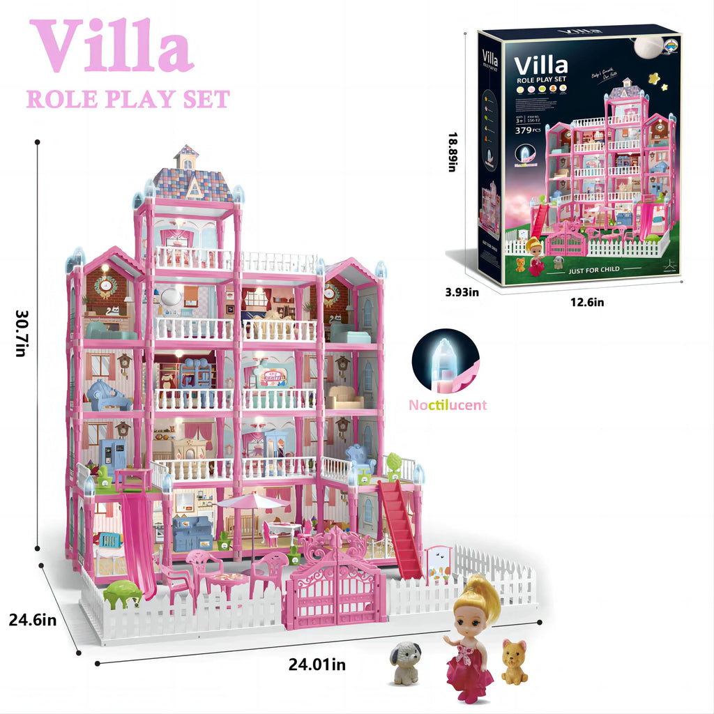 5-Story 19 Rooms DIY Dollhouse H6076