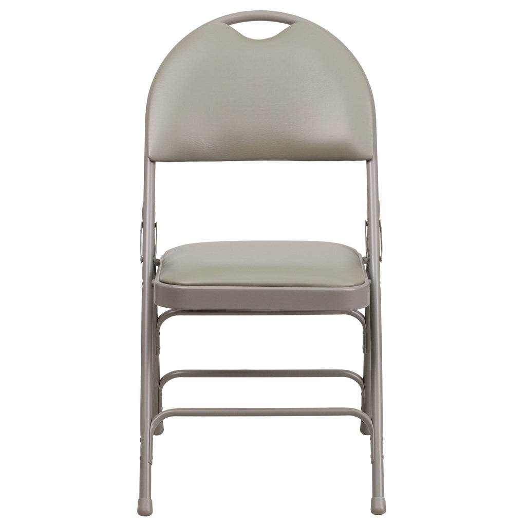 4 Pack Extra Large Triple Braced Folding Chair Gray Vinyl U645468
