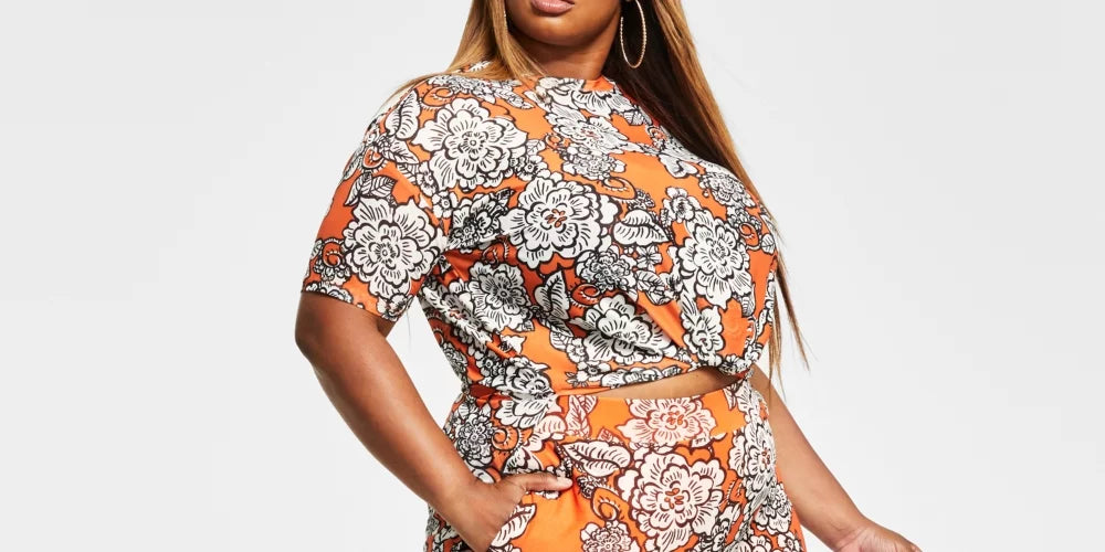 Plus Size Printed Mesh Pants L820822