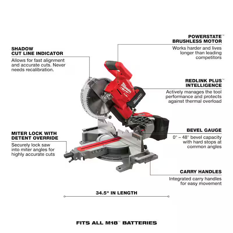 18V Cordless Dual Bevel Sliding Compound Miter Saw Kit with 8.0 Ah Battery H150232