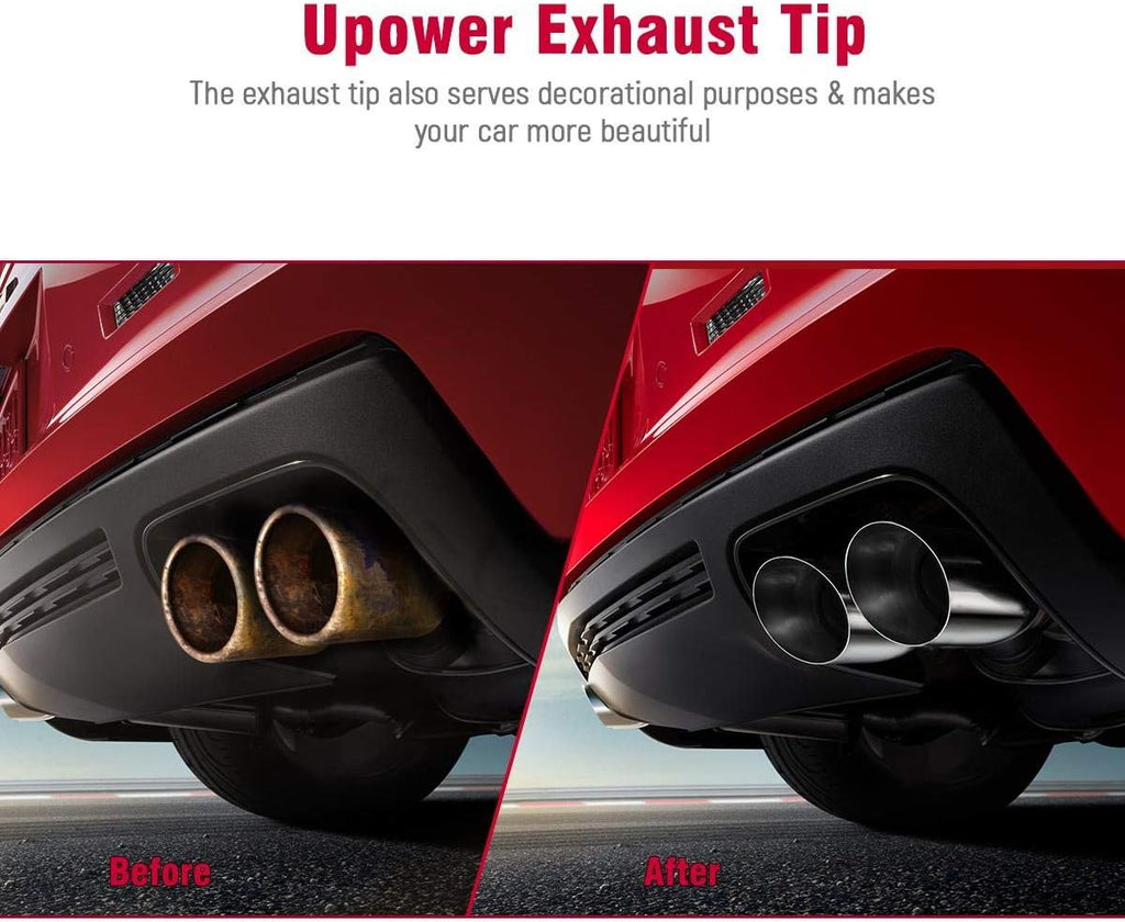 Pair of 304 Stainless Steel Dual Exhaust Tips, 2.5 inch Inlet, 3.5 inch Outlet, 10.25 inch Length, Pack of 2 A194083