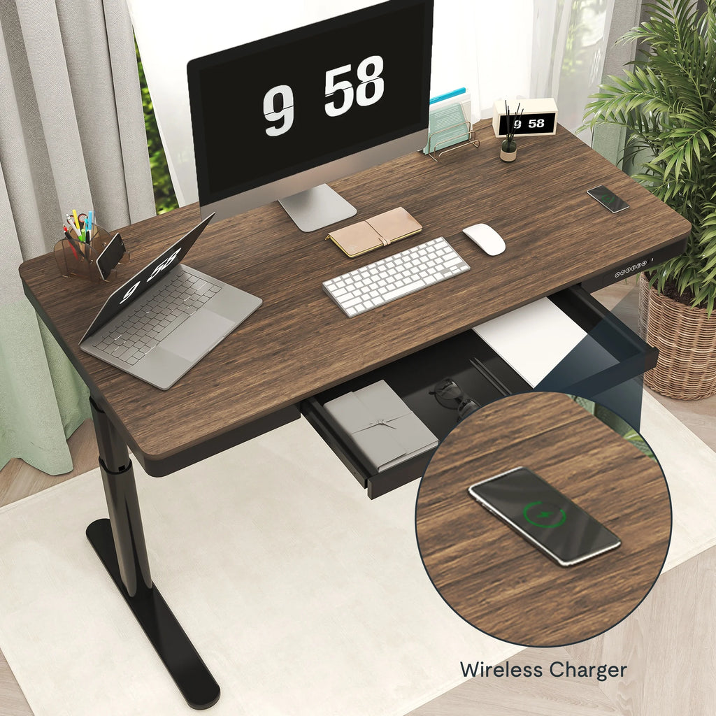 Dark Bamboo 55"x28" Standing Desk with Drawers A2863