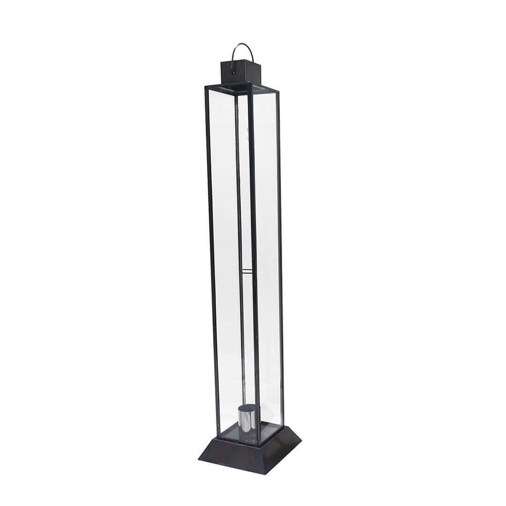 Black Glass Taper Candle Lantern Set X867