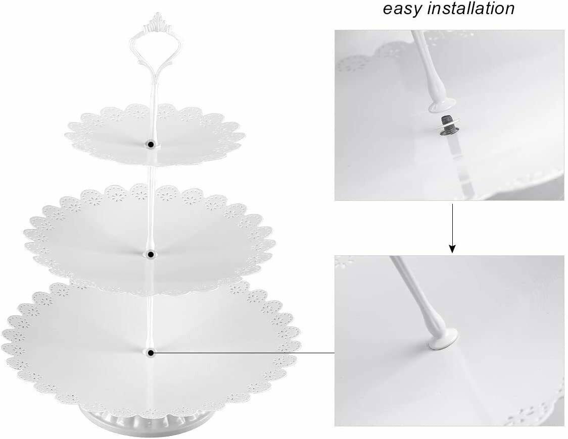 White Metal 3 Piece Cake Stand Set H837250