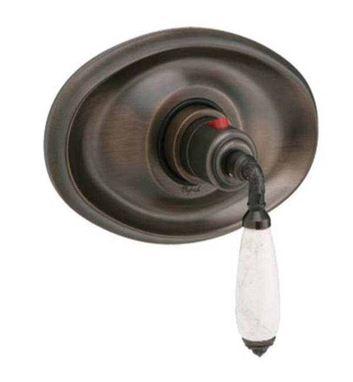 Polished Nickel Thermostatic Shower Trim with White Marble Lever Handle E812
