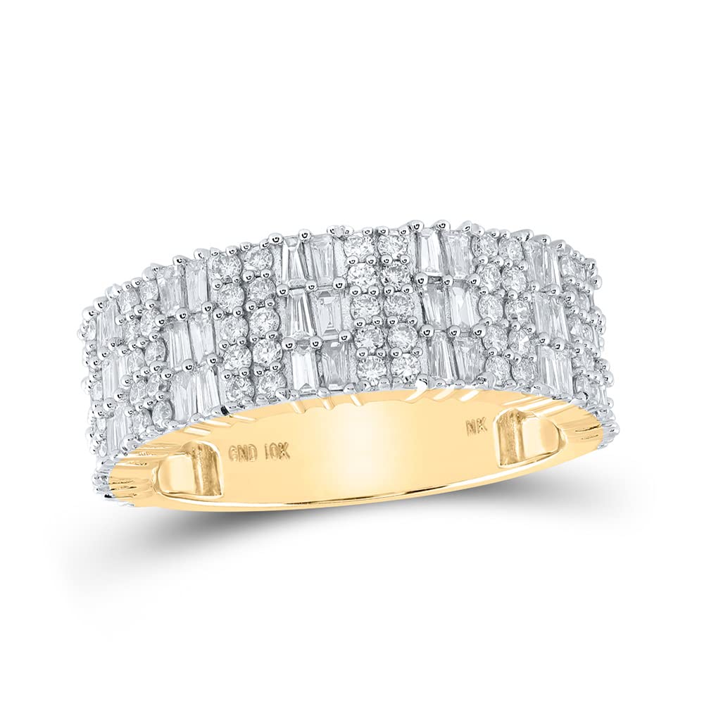 10kt Yellow Gold Baguette Diamond Round Band Ring O341