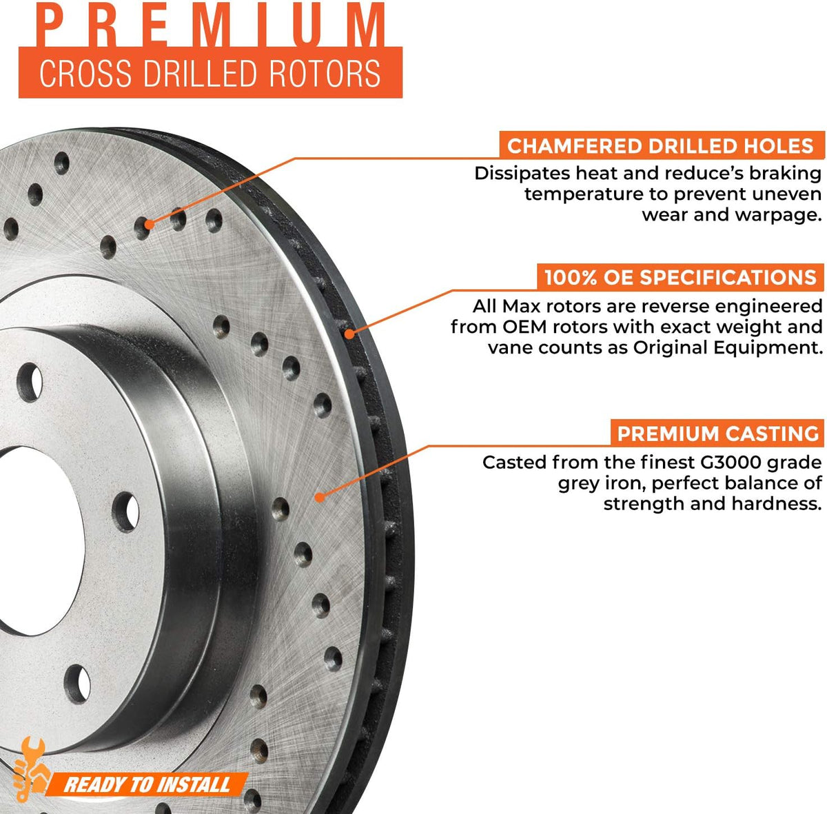 Front and Rear Brake Rotors with Carbon Ceramic Pads S6411