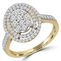 14K Yellow Gold Oval Cluster Double Halo Engagement Ring R610628