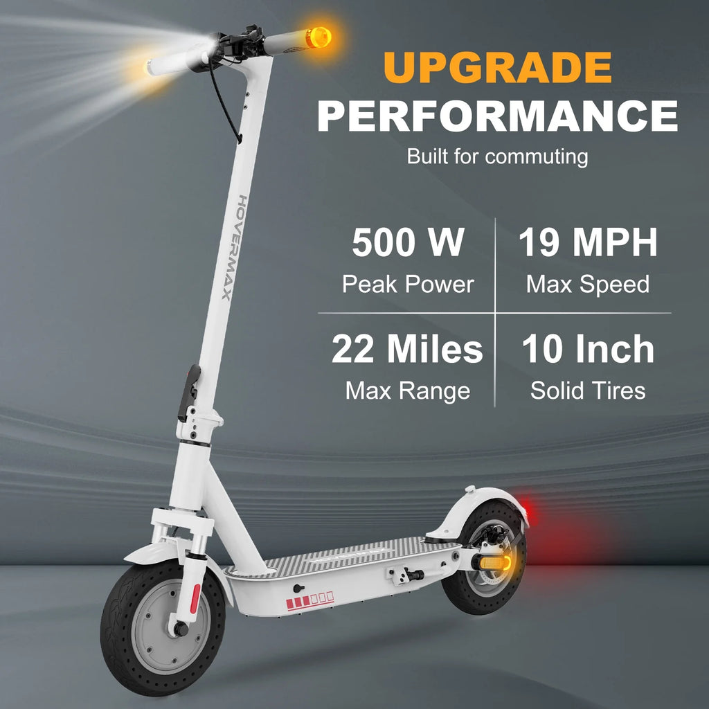 500W Motor 19MPH 22 Miles 10'' Solid Tires Folding Electric Scooter P3227