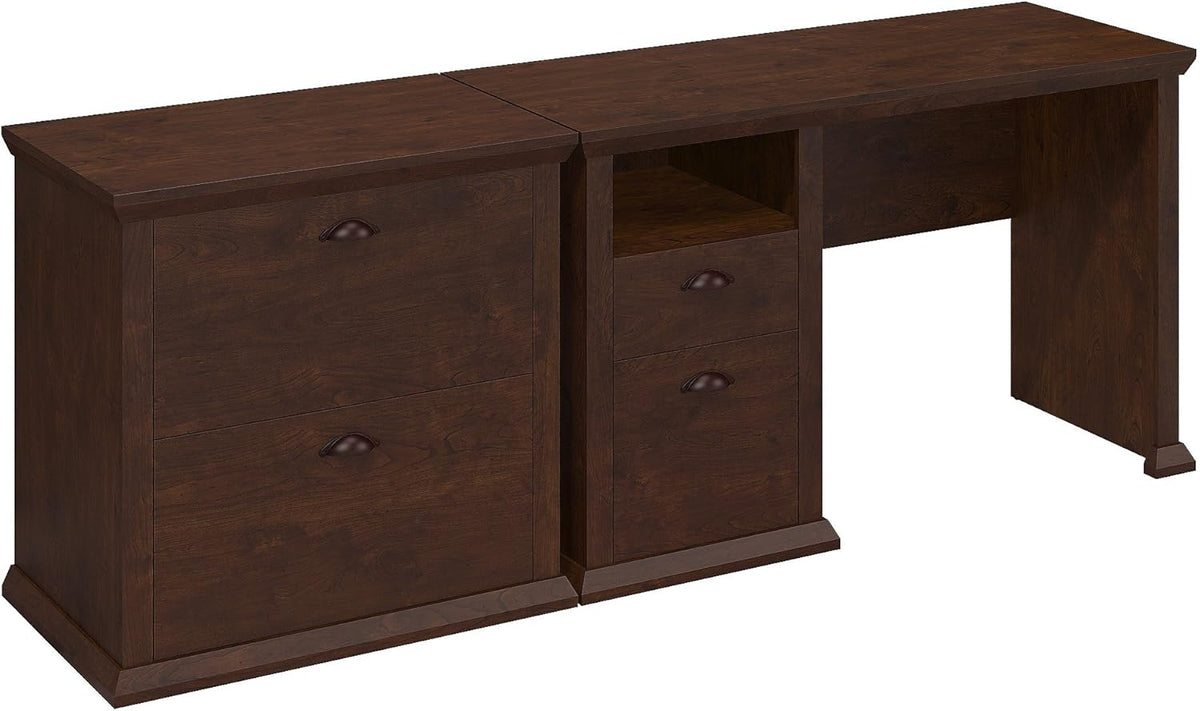 Antique Cherry Home Office Desk with Lateral File Cabinet Z3223