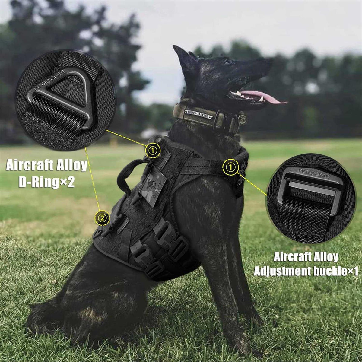 Tactical Dog Harness K9 Dog Training Vest Adjustable Padded MOLLE Vests B91675