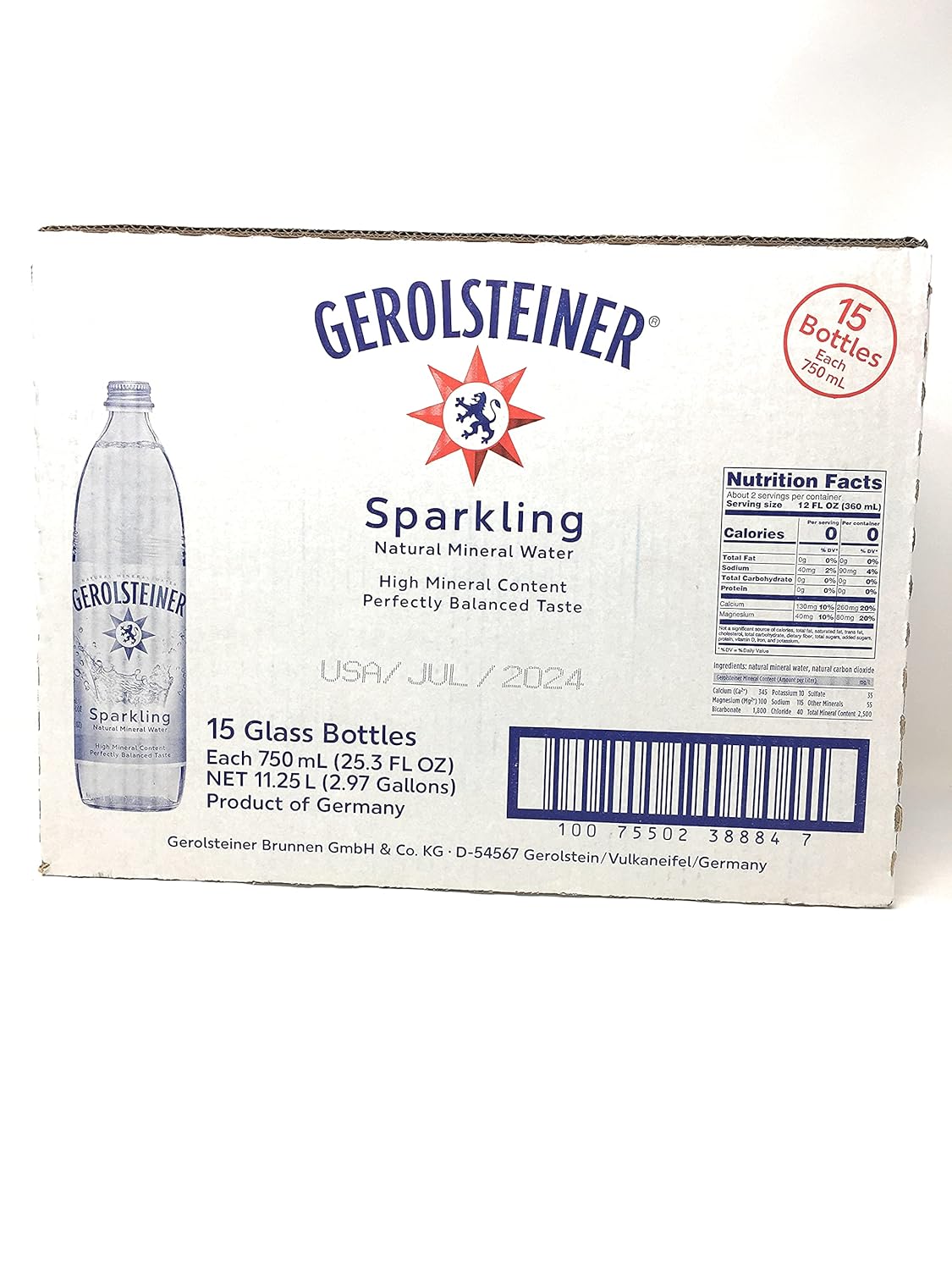 Sparkling Mineral Water, 750 ML O866