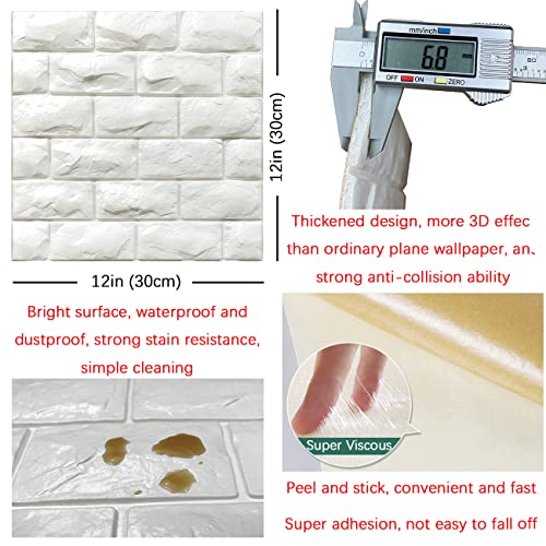 White Foam Brick Wallpaper 11PCS M6843