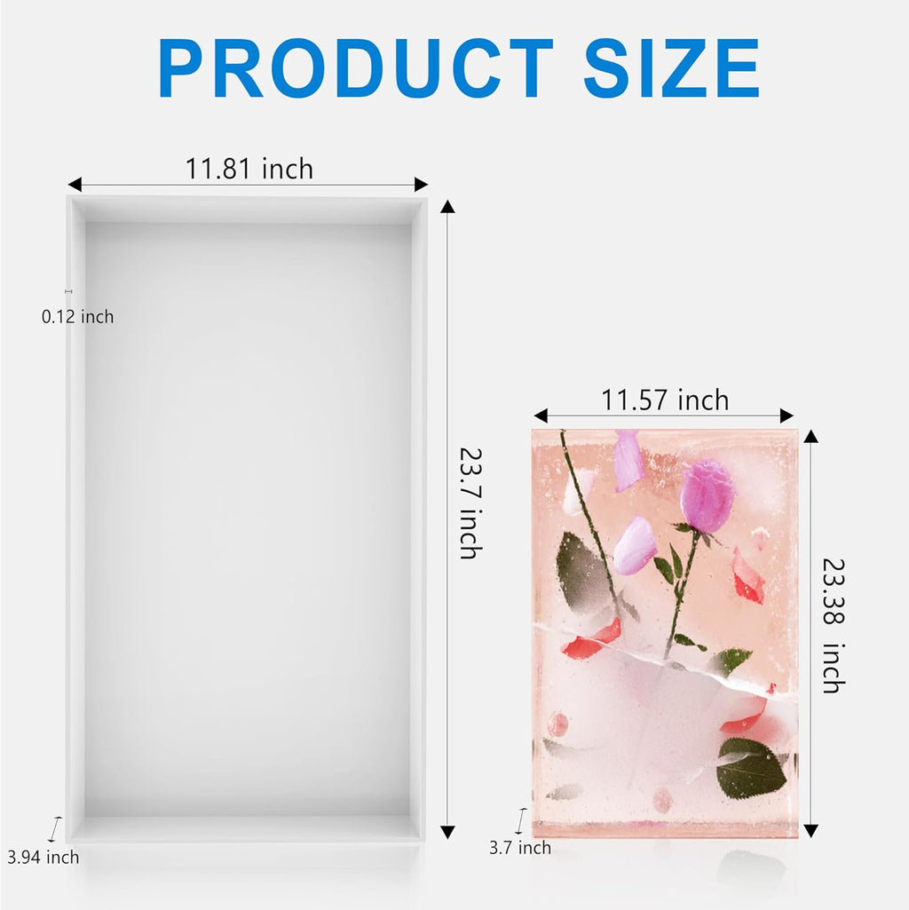 Large Rectangle Resin Table Molds 23.7X11.81 inch Epoxy Resin Table Mold Silicone Molds with 4 Table Support Legs N49787