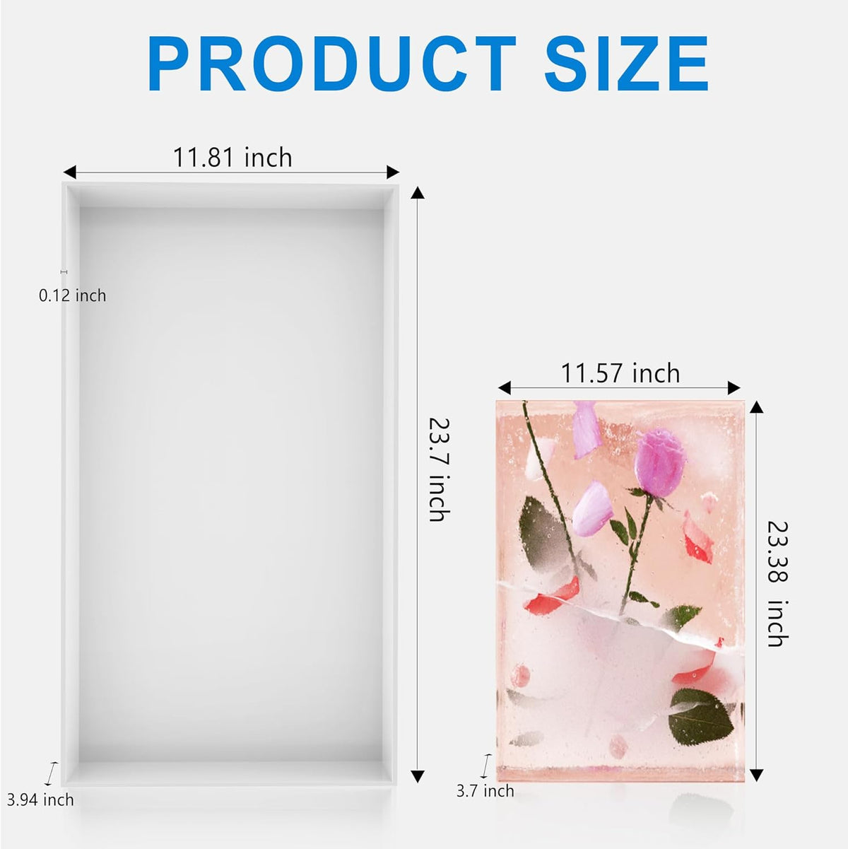 Large Rectangle Resin Table Molds 23.7X11.81 inch Epoxy Resin Table Mold Silicone Molds with 4 Table Support Legs N49787