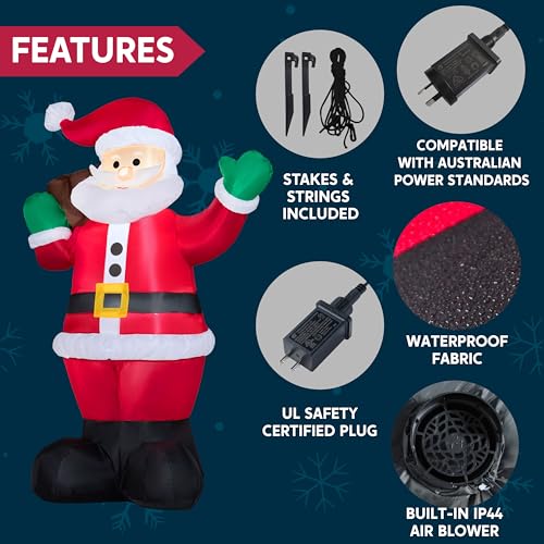 6 FT Christmas Inflatable Santa with Gift Bag with Build in LEDs N2115
