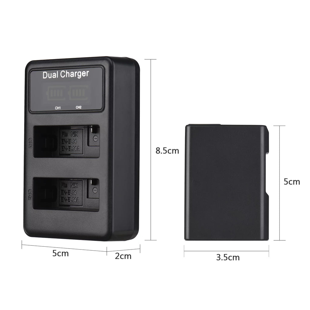 2pcs 7.4V 1500mAh Battery + 1pc Dual Channel Battery USB Port Screen Display P552689