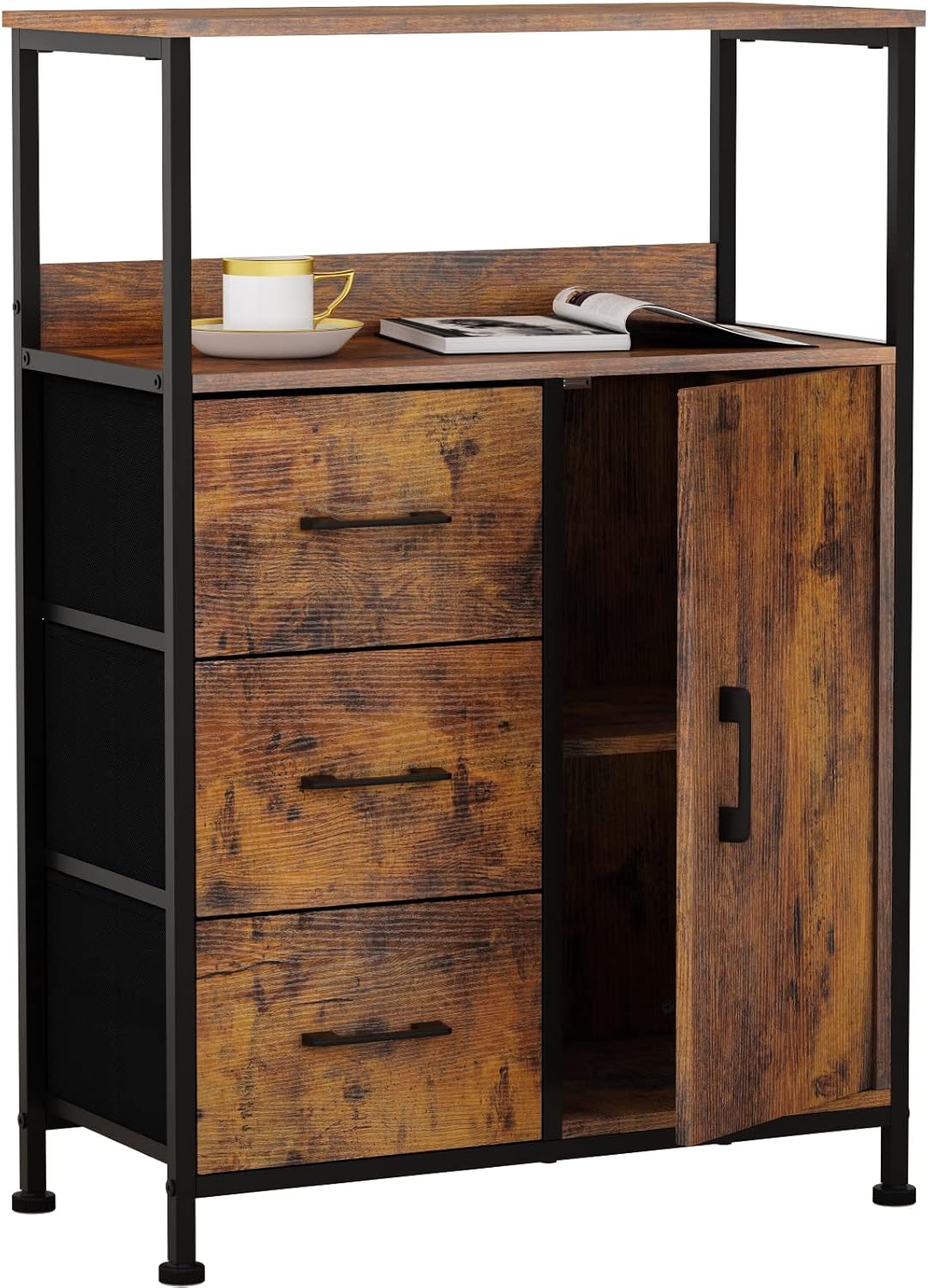 Storage Cabinet with 3 Drawers and Door Wood Y737